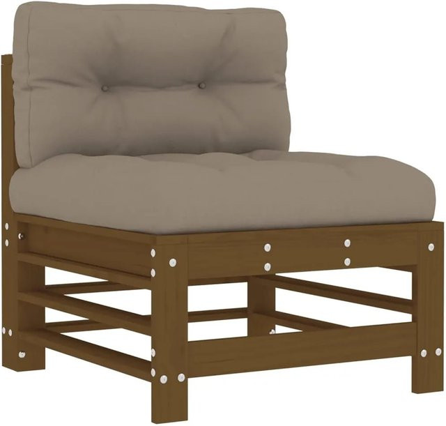 vidaXL Mittelsofa mit Kissen in Braun aus massivem Kiefernholz in rustikaler Optik, Breite: 180 cm, Höhe: 63,5 cm, Tiefe: 63,5 cm - Bild 1