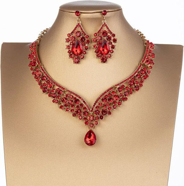 Wucifang Jewelry Schmuck-Set, Zirkonia, Kristall, beige, Damen - Bild 1