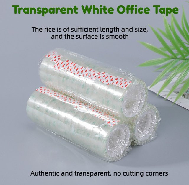 12 Rollen transparentes Klebeband aus Kunststoff für Geschenkverpackungen, Büro und Basteln, 13 m pro Rolle - Bild 1