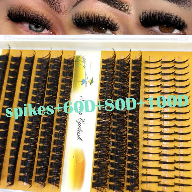 Ams 3D Wispy Spikes Wimperncluster, D Curl, 12 Reihen, Unisex - Bild 1
