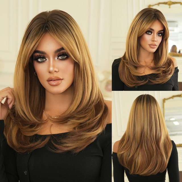 NAMM Perücke, blonde Haare mit dunklen Wurzeln, Damen - Bild 1