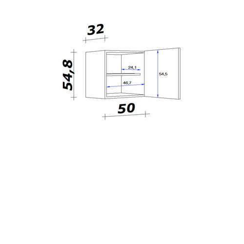 Flex-Well Classic Küchen-Oberschrank Nano aus melaminbeschichteter Spanplatte in Buche Nachbildung Braun, B: 50 cm, H: 54 cm, T: 32 cm - Bild 2