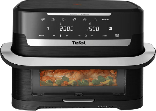 Tefal Ever Fry Dual Flex EY9288 Heißluftfritteuse mit Dual Zone und Digital Display in Schwarz - Bild 1