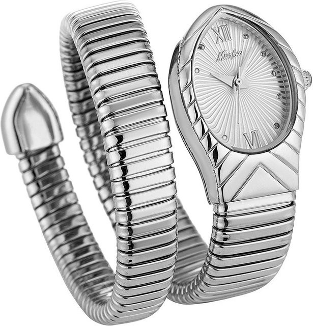 MISSFOX Armbanduhr Schlangendesign, Quarz, Edelstahl, Silber, Weiß, Damen - Bild 1