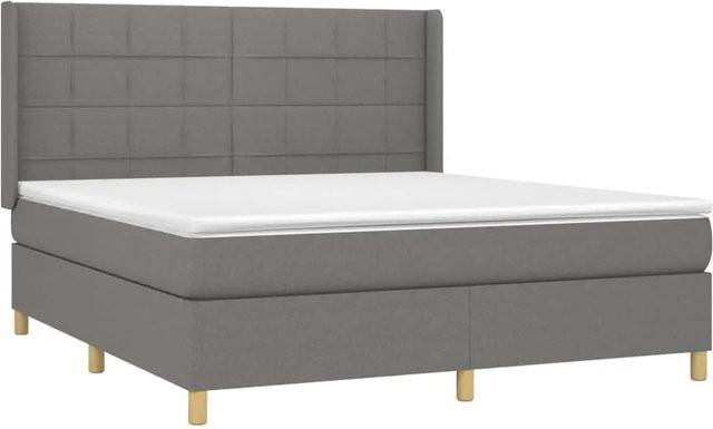 vidaXL Boxspringbett Hybrid mit Matratze und LED-Beleuchtung in Dunkelgrau und Weiß, B/T/H: 183 x 203 x 118 cm - Bild 1