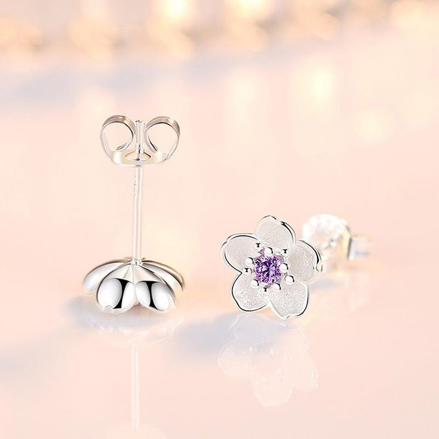Love Home Garden Blumenohrstecker, Kupfer, violett, Zirkonia, Damen - Bild 1
