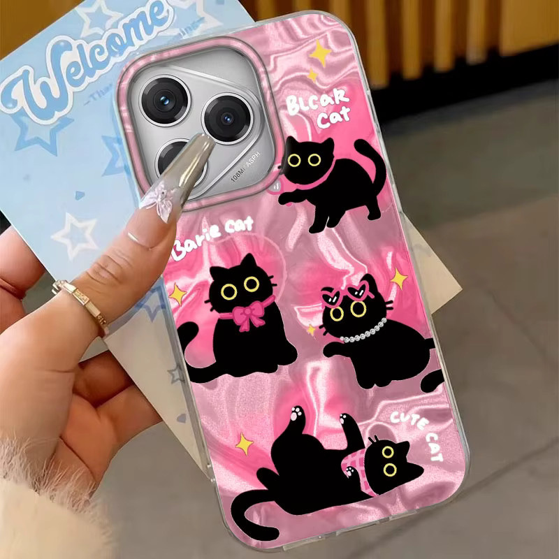 FunYudas Handyhülle mit Schwarzer Katze und Herz Motiv in Schwarz für Honor Modelle - Bild 2