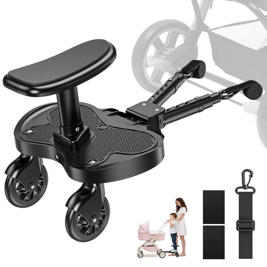 Universelles Kinderwagen-Trittbrett mit abnehmbarem Sitz in Schwarz als Komfort-Rollbrett für Kinderwagen - Bild 5