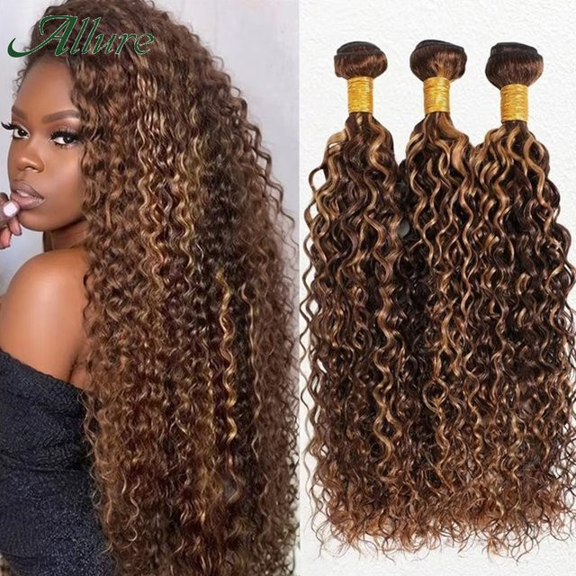 Highlight Jerry Curly Echthaar-Weave-Bündel, Kinky Curly, Honigblonde, Brasilianisches Rohhaar, Unisex - Bild 1