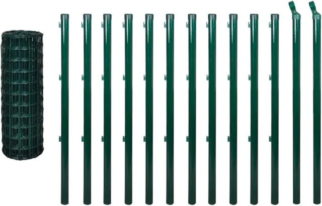 vidaXL Maschendrahtzaun aus Stahl, PVC-beschichtet, Grün, Breite: 25 m, Höhe: 1,2 m - Bild 1
