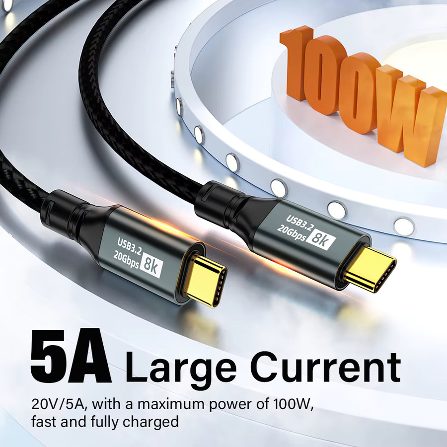 Nephy USB-C zu USB-C Kabel 5A PD100W USB 3.2 20Gbps für iPhone 15 16 17 Pro Max MacBook und Samsung in Schwarz oder Grau - Bild 2