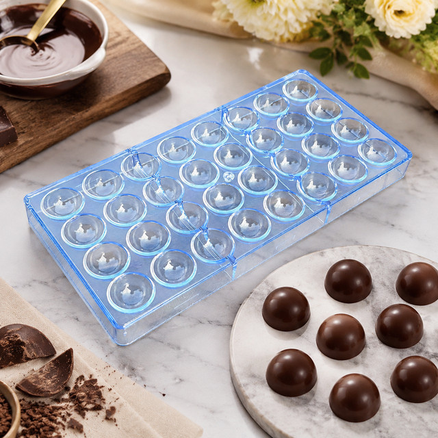 ALICAKE Schokoladenform aus Polycarbonat in runder Form, transparent, für Bonbons und Gebäck - Bild 1
