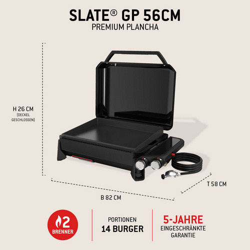 Weber Slate GP Premium Plancha Gasgrill in Schwarz mit Gusseisen-Grillfläche, B/T/H: 56 x 41 x 25 cm - Bild 5