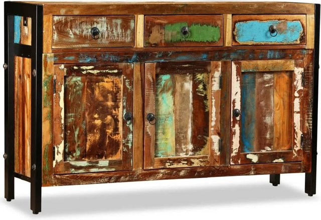 vidaXL Sideboard aus Massivholz im Retro-Design, B/T/H: 120 x 35 x 76 cm - Bild 1