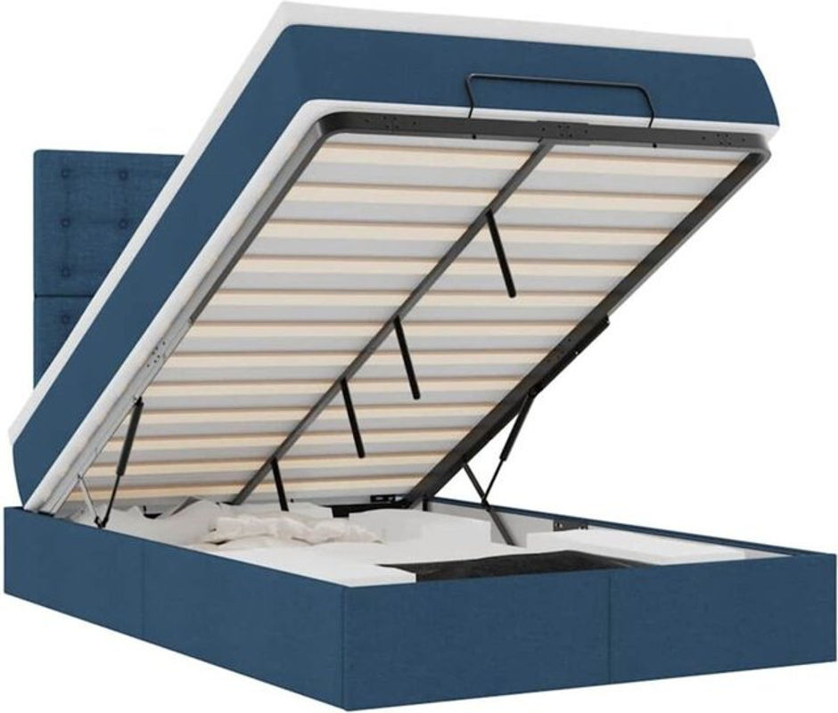 Vidaxl Ottoman Polsterbett mit Matratze in Blau aus Stoff und Metall, B/T/H: 120 x 190 x 128 cm - Bild 1