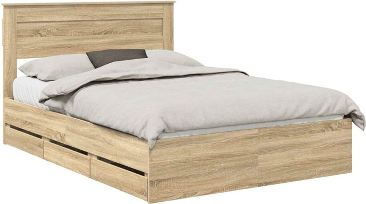 Funktionsbett vidaXL aus Holzwerkstoff in Sonoma-Eiche Natur Braun, B/T: 150 x 200 cm - Bild 1