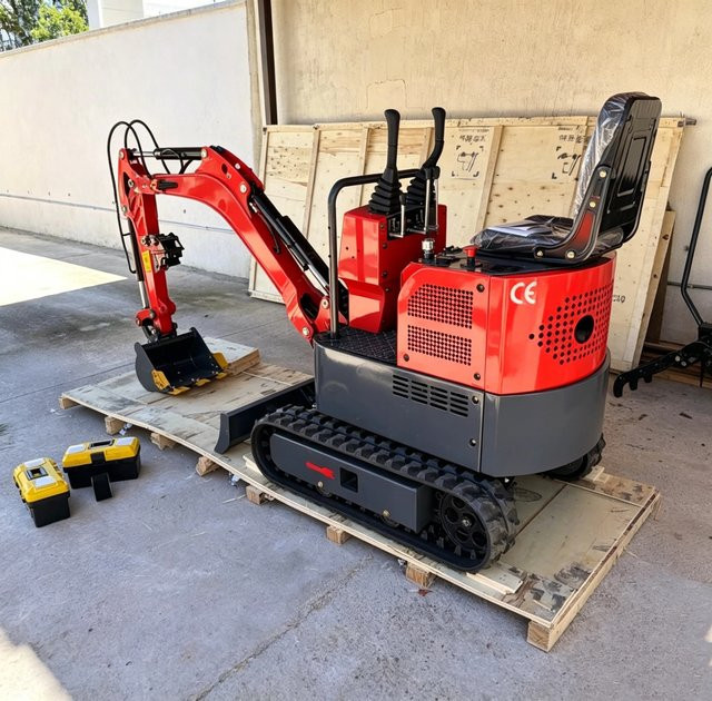 YITUI Minikettenbagger mit Kabine in Rot, 1,2 Tonnen - Bild 1