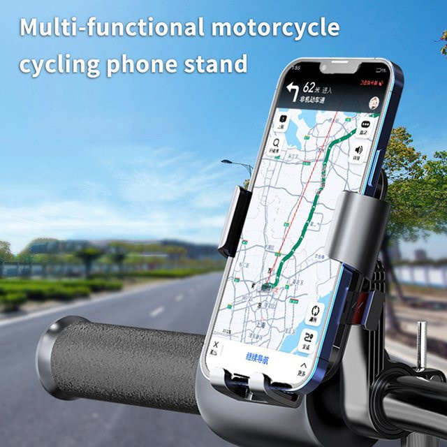 360 Grad drehbare Motorrad-Telefonhalterung und Navigationshalterung für Fahrrad und Roller in Schwarz - Bild 1