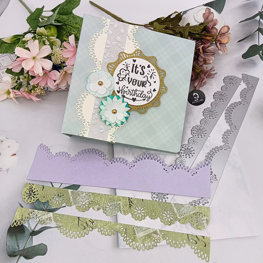 Alinacutle Slimline Spitzenborte aus Metall in Silber für Scrapbooking und DIY-Bastelarbeiten - Bild 4
