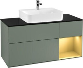V&B Waschtischunterschrank Finion in Olivenmatt Lackierung mit Regalfach, Breite: 120 cm, Tiefe: 50,1 cm, Höhe: 50,1 cm - Bild 1