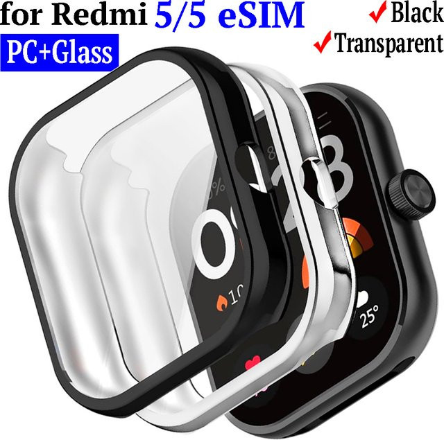 Displayschutz mit gehärtetem Glas und PC-Bumper für Xiaomi Redmi Watch 5/5 ESIM, transparent - Bild 1