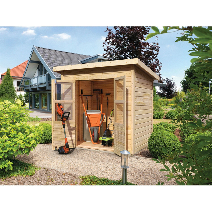 Karibu Gartenhaus Merseburg aus Holz in Natur mit 14 mm Wandstärke, B/T/H: 240 x 175 x 220 cm - Bild 2