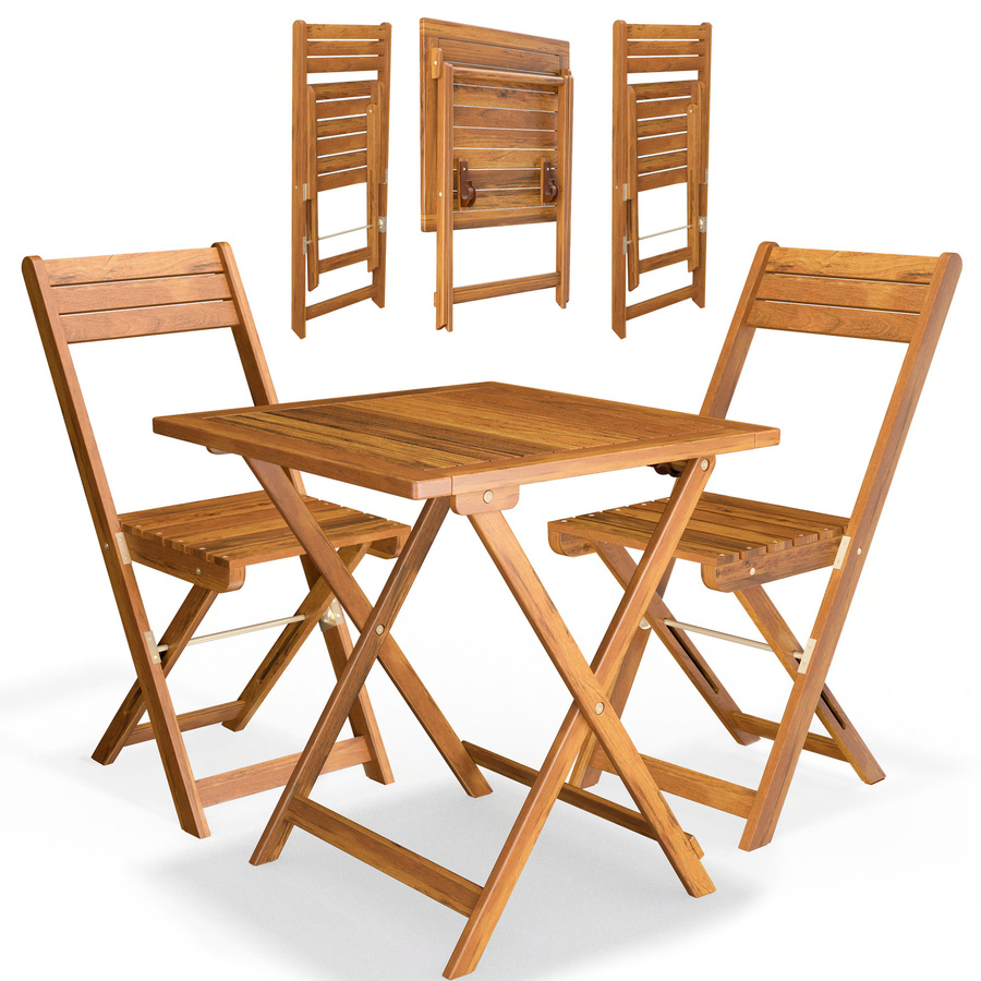 3-teilige Garten-Sitzgruppe CASARIA aus geöltem Akazienholz in Braun, klappbar, B/T/H: 139 x 60 x 71 cm - Bild 2