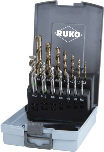 RUKO Maschinengewindebohrer-Set 14-teilig metrisch M3-M12 aus HSS-Co 5 in Silber - Bild 1