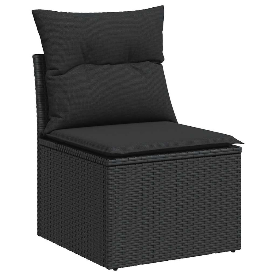 Vidaxl Garten-Sitzgruppe aus Polyrattan mit 7 Plätzen und Kissen, Schwarz - Bild 2