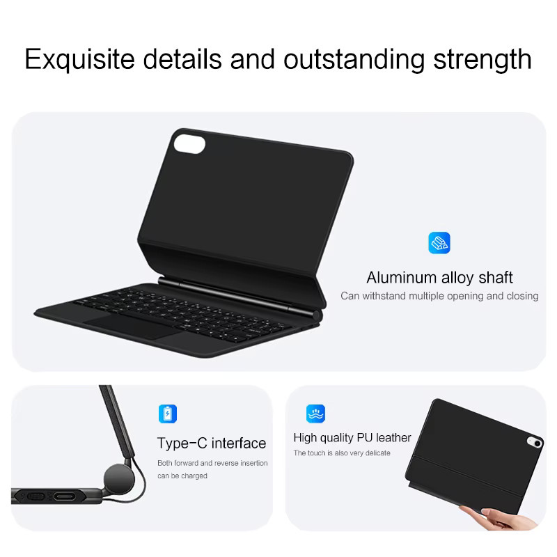 READYYEAH Magische Tastatur und Smart Magnetische Buch Abdeckung für iPad 10. Generation 11 Zoll, Schwarz oder Weiß - Bild 3