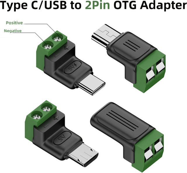 Geris Power USB-C auf 2 Pin Netzstecker Adapter DC 5V OTG Konverter für Telefon, Laptop und Computer - Bild 1