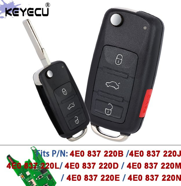 KEYECU Ersatz-Flip-Fernbedienungsschlüsselanhänger für Audi A8 S8 2003–2009, 315 MHz ID46, Schwarz - Bild 1