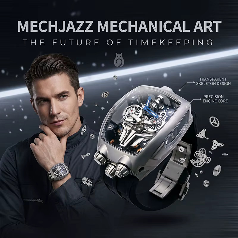 MechJazz Armbanduhr Automatik, Titan, Blau, Herren - Bild 2