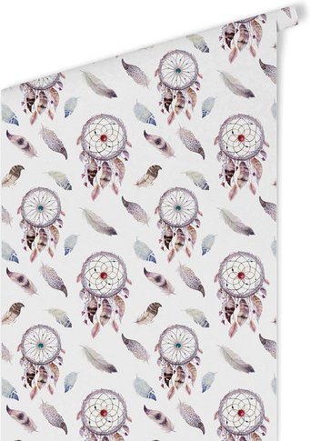 K&L Wall Art Vliestapete Kinder Traumfänger Feder Boho Design, mehrfarbig, matt - Bild 1
