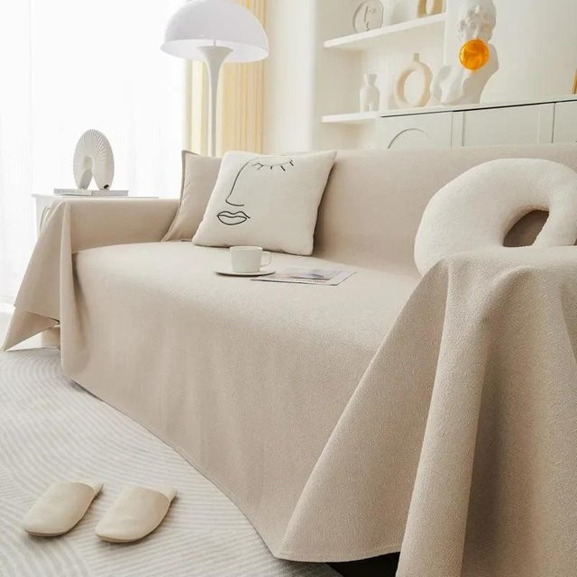 Wasserdichtes Universal-Sofa-Handtuch für Camping, Picknick und Strand in Beige, B/B: 90 x 90 cm - Bild 1