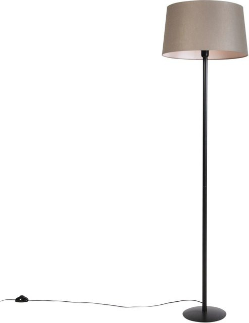 QAZQA Simplo Stehlampe Schwarz mit beige Leinenschirm, dimmbar, E27, Höhe: 164 cm, Durchmesser: 45 cm - Bild 1