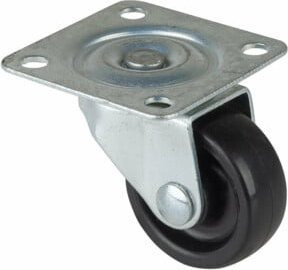 BS Lenkrolle F25 mit Platte aus Kunststoff und Stahl, Durchmesser: 30 mm, Breite: 15 mm, Tragkraft: 20 kg, Farbe: Schwarz/Silber - Bild 1