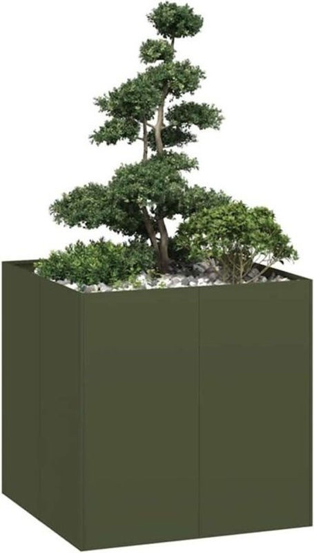 Modernes Pflanzgefäß aus Stahl von Vidaxl in Grün, quadratisch, B/T/H: 80 x 80 x 80 cm - Bild 1