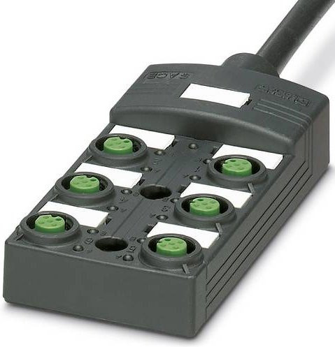 Phoenix Contact SACB-6/12-L-10,0PUR SCO P 1452673 Sensor/Aktorbox passiv M12-Verteiler mit Kunststoffgewinde in Grau - Bild 1