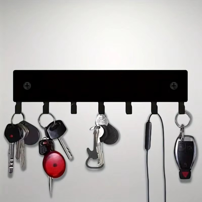 CIFBUY Wandmontierter Schlüsselhalter aus Metall in Schwarz mit Haken als platzsparender Organizer für den Eingangsbereich - Bild 2