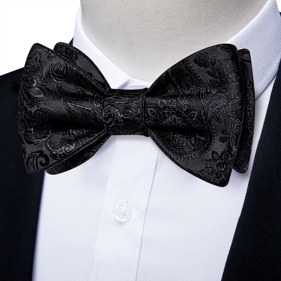 DiBanGu Selbstbindende Fliege mit Broschenkette, Paisley-Blumenmuster, Herren - Bild 2