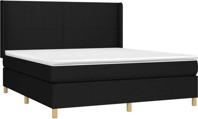 vidaXL Boxspringbett mit Matratze und LED-Beleuchtung in Schwarz, B/T/H: 160 x 200 x 60 cm - Bild 1