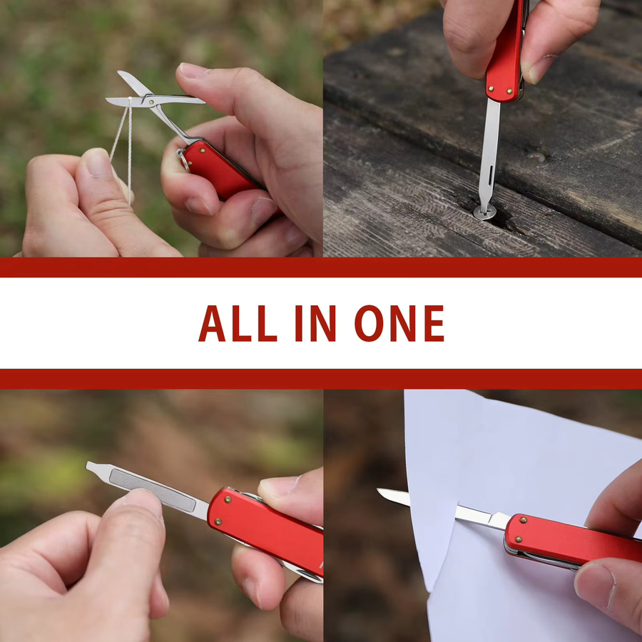 NexTool Multifunktions-Mini-Klappmesser aus Edelstahl mit Schere und Schraubendreher für Outdoor und Überleben in Grün oder Rot - Bild 2
