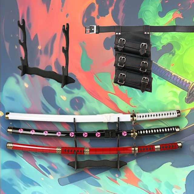 Elervino Anime Katana, Hobby-Sammel-Requisiten und Rollenspiele, 3-teiliges Set, bunt, Kunststoff - Bild 1