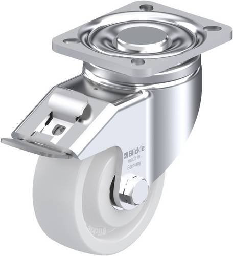 Blickle Lenkrolle LH-SPO 100K-1-FI mit Feststeller in Silber und Weiß, Rad-Durchmesser: 100 mm, Tragfähigkeit: 500 kg - Bild 1