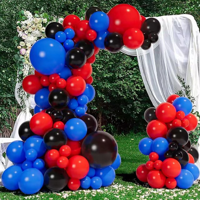 YAYB Ballon Bogen Set mit 95 Stück aus Latex in Rot, Blau und Schwarz für Geburtstag und Baby Shower Dekoration - Bild 1