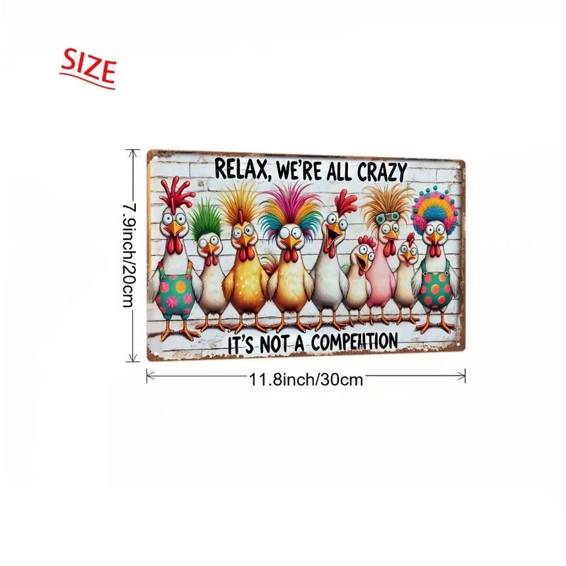 CIFBUY Wanddekoration aus Metall mit Huhn-Motiv im Bauernhaus-Stil, farbenfrohe 2D-Wandkunst für Wohnzimmer und Küche, Breite: 20,3 cm, Höhe: 30,5 cm - Bild 5