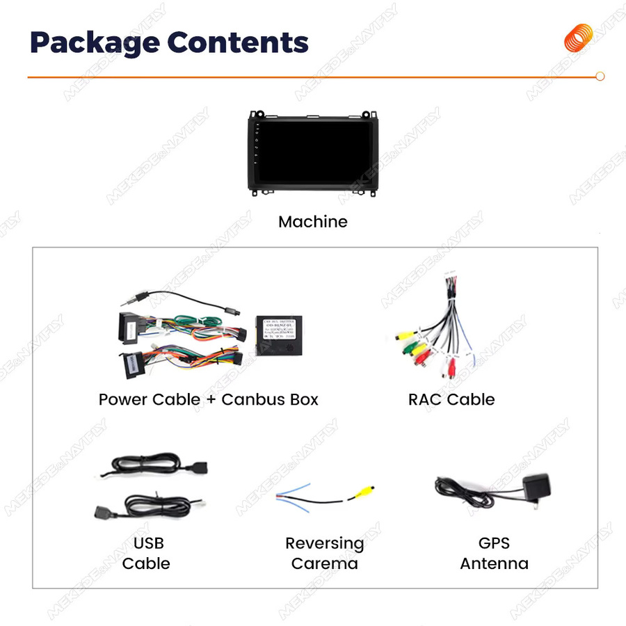 MEKEDE Android 14 Multimedia Navigation Radio mit CarPlay für Mercedes Benz W169 W245 B200 W906 Sprinter W639 Vito in Schwarz - Bild 5