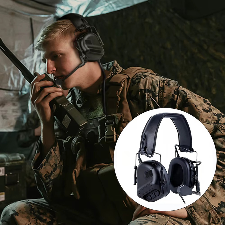 YANHAO Taktische Ohrenschützer mit Mikrofon und PTT in Sand, elektronischer Gehörschutz mit aktiver Geräuschunterdrückung und Schallverstärkung, Over-Ear - Bild 5