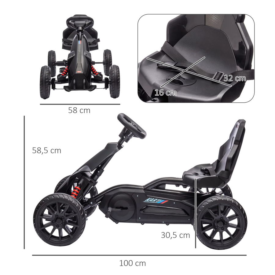 HOMCOM Gokart Kinderfahrzeug Tretauto mit verstellbarem Sitz ab 3 - 8 Jahren in Rot - Bild 3